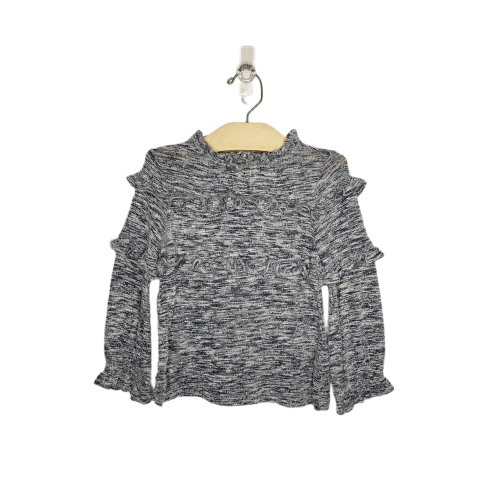 Crewcuts 4-5 Y Toddler Girl Grey Ruffled Sweater Top